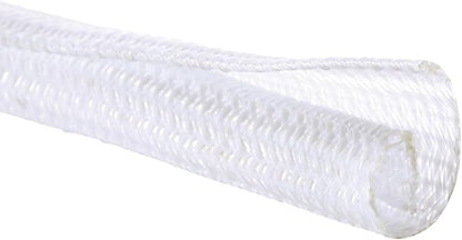 QCSIW 3/8"-50ft Braided Cable Sleeve Protector - Self-Wrapping Split Wire Loom for TV, Computer, Home Theater, Engine Bay - Heavy-Duty Cord Organizer, White