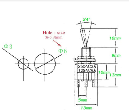 VONVOFF Toggle Switch,ON/Off SPST with Pre-soldered Wires,3v/5v/12v/24v/72v/110v/220v/240v/ Mini Toggle Switches for car,Truck, Light,Test Machine,Industrial Equipment.3 Pins 2 Positions (10pcs+Wire)