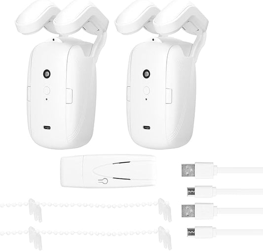 2PCS Tuya WiFi Intelligent Curtain Motor Electric Curtain Robot Automatic Opener No Wiring with Gateways Support APP Remote Control Timer Setup Temperature & Light Sensing Compatible with Home