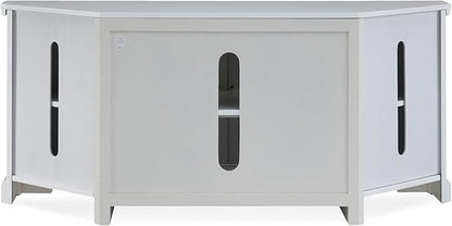 Leick Home Mateo Corner TV Stand, for 65 in. TV, 2 Glass Doors and 2 Soild Doors, White, 85386