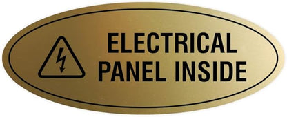 Signs ByLITA Oval Electrical Panel Inside Sign (Brushed Gold) - Medium