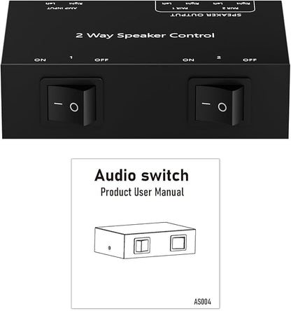 Y.D.F 2-Channel（1 in 2 Out） Speaker Selector Switcher Box with Terminal Claps 150W RMS per Channel High-Fidelity Audio Transmission