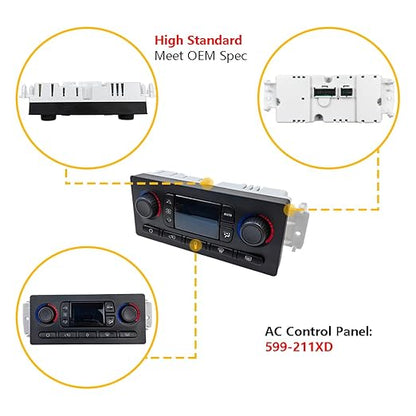 A/C Heater Climate Control Module Panel Switch | Fit for Chevy Silverado Suburban Tahoe Trailblazer Avalanche GMC Sierra Yukon Envoy Cadillac Escalade Buick Rainier Hummer H2 | OE 599-211XD 15832311