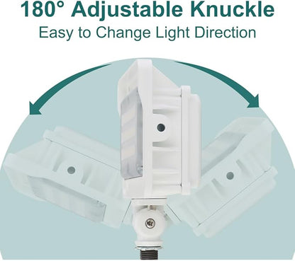 kadision LED Flood Light 50W/40W/30W, 3CCT 3000K/4000K/5000K Selectable, Dusk-to-Dawn Photocell, IP65 Waterproof Adjustable Knuckle Mount Security Lights, 100-277V ETL Listed, White 4 Pack