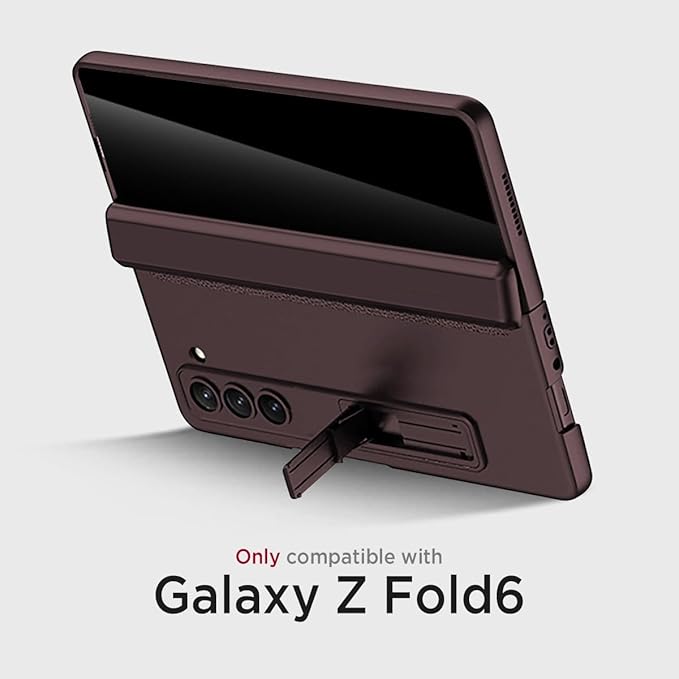 Miimall for Fold 6 Case with Privacy Screen Protector, Z Fold 6 Phone Case Stand, Heavy Duty, Full-Body Magnetic Hinge Protection Shockproof All-Inclusive Cases for Galaxy Z Fold 6 Wine Red