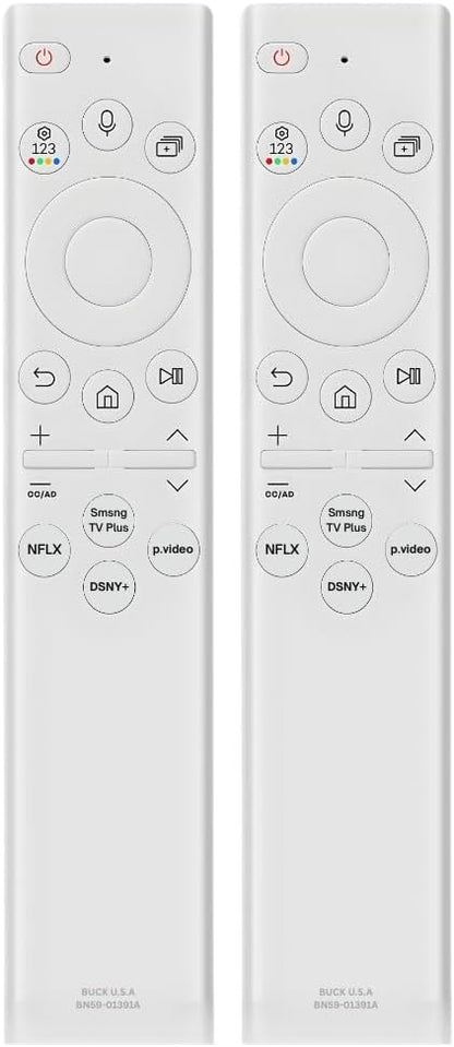 2 Pack BN59-01391A Samsung TV Remote Control Replacement for Smart TV - Easy Setup, Universal Bluetooth/IR Voice Remote, Solarcell - Works with Samsung QLED, Frame, Crystal UHD, 4K, & LED Smart TVs