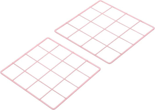 PATIKIL 8"x8" Wire Grid Panel, 2 Pack Board Photo Pictures Memo Display Grid Panels Hanging Organizer Wall Decorative Panel for Home Office Wedding, Pink