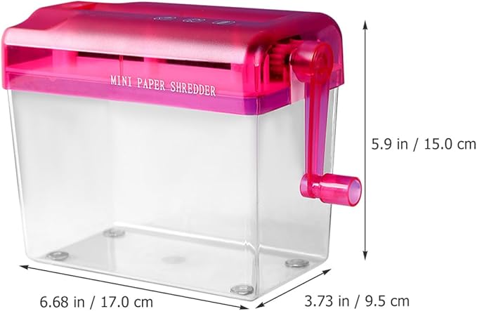 Healvian Manual Paper Shredder Small Desktop Handheld Red Compact Office and Home Use Convenient Hand Shredder for A4 Paper Documents