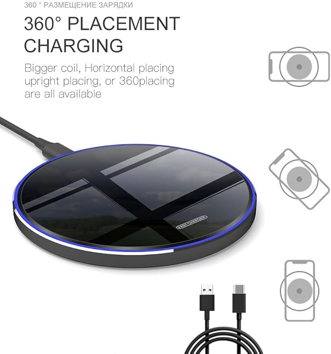 Fast Wireless Charger,20W Max Wireless Charging Pad Compatible with iPhone 16/16 Pro/Pro Max/15/14/13/12/11/X,AirPods;FDGAO Induction Charge Mat for Samsung Galaxy S25/S24/S23/S20/Pixel/G8