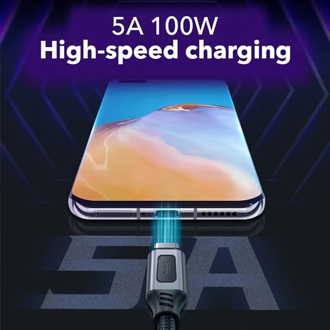 𝐒𝐥𝐢𝐦𝐐 GAN USB C Charger: 100W,96W,87W,85W,67W AC Adapter - 4 Port Fast Compact PD Wall Block - Type-C High Speed Charging Station - Travel Adapter for MacBook,Surface,Lenovo(+ 100W USB-C Cable)