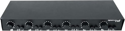 Rockville Z-SIX 300W 6-Zone Audio Zoner 8-Ohm, Multi-Room Control, Dual Source Inputs, Volume Control, for Home and Commercial Audio Systems