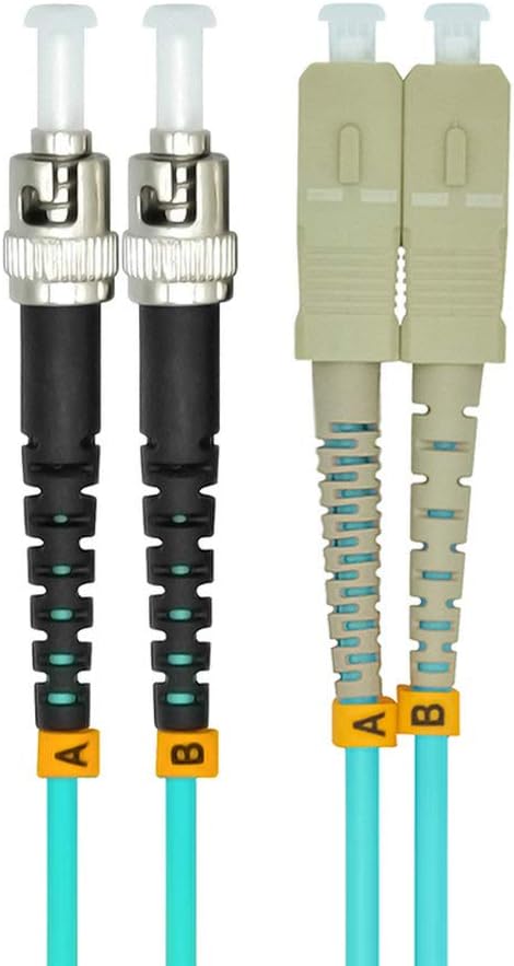 Jeirdus 3Meters 10ft SC to ST Duplex 50/125 10G OM3 Multi-Mode Fiber Optic Cable Jumper Optical Patch Cord SC-ST