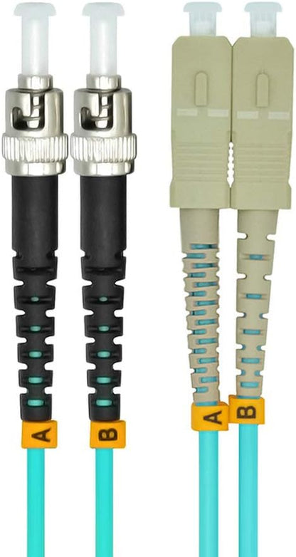 Jeirdus 30Meters 100ft SC to ST Duplex 50/125 10G OM3 Multi-Mode Fiber Optic Cable Jumper Optical Patch Cord SC-ST