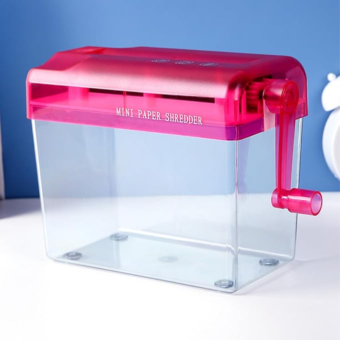 Healvian Manual Paper Shredder Small Desktop Handheld Red Compact Office and Home Use Convenient Hand Shredder for A4 Paper Documents