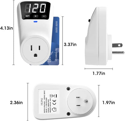 Smart Surge Protector Voltage Stabilizer Fireproof UL94V-1 Wall Mount Surge Protector Outlet for Refrigerator, TV & Heavy-Duty Appliances w/Real-Time Monitoring & Custom Voltage 80V-140V