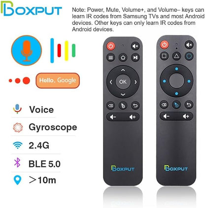 BOXPUT BPR1S Plus Air Mouse Remote BT & 2.4G RF Replacement Remote with USB Receiver and Voice Control Supports 6-Axis Gyro IR Learning for Android TV Box TV Stick Smart Set Top Box