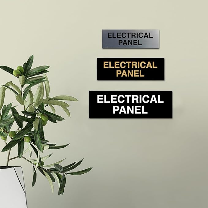 All Quality Basic Electrical Panel Sign - Fire Regulation Safety Compliance Sign - Blue/Gold - Small (5 Pack)