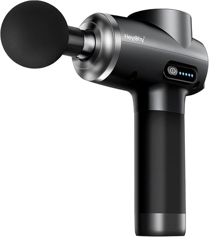 HEYCHY Professional Muscle Massage Gun Deep Tissue, Portable Handheld Massager with 5 Speeds and 5 Heads, Percussion Back Body Masajeador 12mm Amptitude for Athletes, Electric Back and Neck Massager