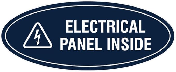Signs ByLITA Oval Electrical Panel Inside Sign (Navy Blue/White) - Large 2 Pack