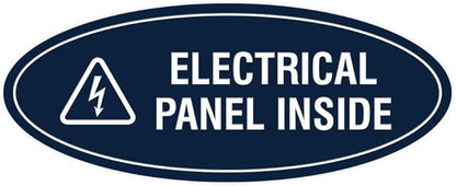 Signs ByLITA Oval Electrical Panel Inside Sign (Navy Blue/White) - Large 2 Pack