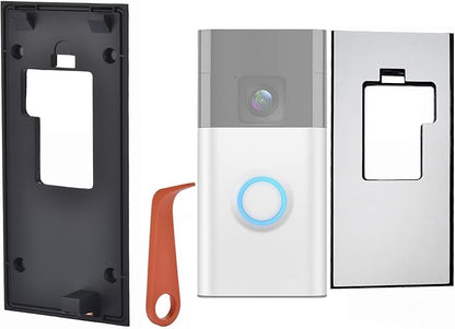 Fansoun Adhesive Video Doorbell Mount for Ring Battery Doorbell(2024 Release) No Drilling Camera Door Mounting Holder Bracket Accessories for Apartments Office Houses (Black)