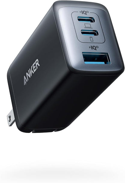 Anker USB C Charger(Nano II 65W), PPS 3-Port Fast Compact Foldable Wall Charger for MacBook Pro/Air, iPad Pro, Galaxy S20, Dell XPS 13, Note 20/10+, iPhone 16/16 Pro, Steam Deck, and More
