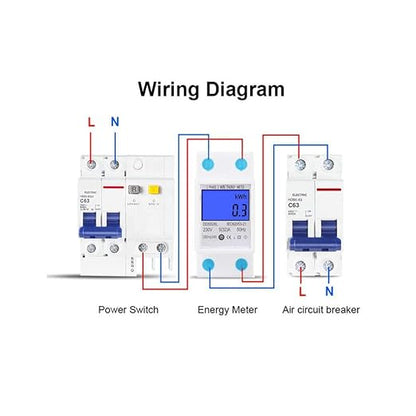 Electric Power Meter, Kilowatt Meter, Digital Energy Meter, Voltage Testers 5-32A 110-130V 60Hz LCD Backlight Single Phase Energy KWh Meter DIN Rail Mounting