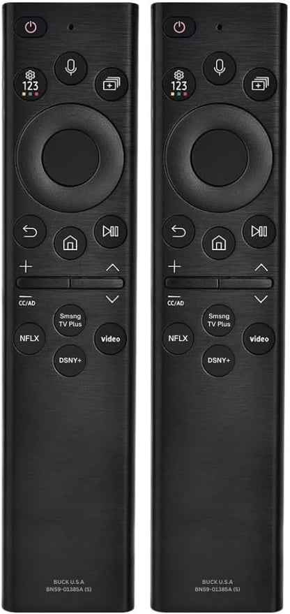 2 Pack BN59-01385A Samsung TV Remote Control Replacement for Smart TV - Easy Setup, Universal IR Voice Remote, Solarcell - Works with Samsung QLED, Frame, Crystal UHD, 4K, & LED Smart TVs