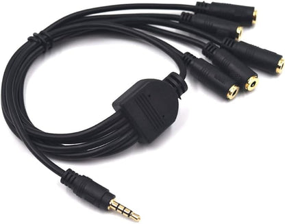 Kework 12 Inch 1/8” 3.5mm TRRS Splitter Audio Cable, 1 Male to 5 Female 3.5mm Plug Extender Headphone Cable, 3.5mm 4 Pole Stereo Jack Extension Adapter Headset Aux Cable, Support MIC