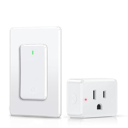 Thinkbee Remote Control Outlet Plug, 15A /1500W 600ft RF Range Wireless Light Switch Kit, Expandable Remote Outlet Switch for Lamp Fan Household Appliances, 80-275V with Anti-Surge 4000V