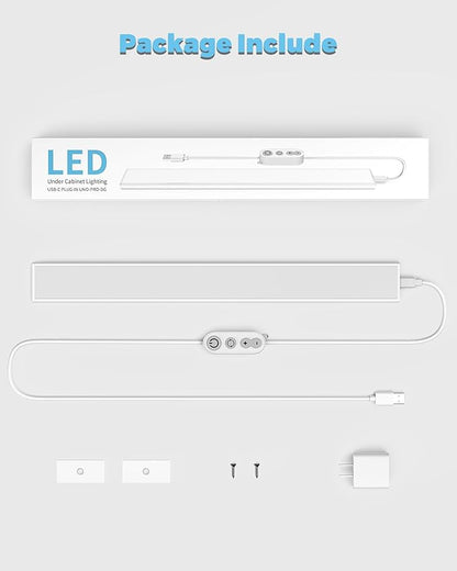 ASOKO Plug-in Under Desk Light, 16Inch LED Workbench Lights with Super Brighten 700Lumen and Smart Memory Function,3 Temps (3000K/4000K/6000K) for Kitchen Sink/Desk/Workbench