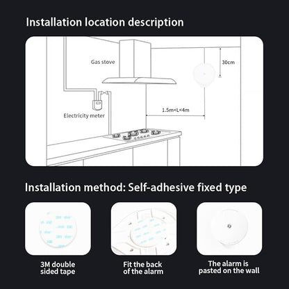 4-in-1 Carbon Monoxide Detector, Wireless Battery CO and Gas Alarm with Temperature and Humidity Monitors, No Plug Needed Portablhe CO Methane Gas Detector for Home, Kitchen and Bedroom
