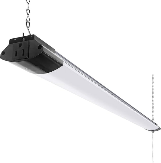 Barrina BS84 LED Shop Light for Garage, 10000LM, 84W, 4FT, 5000K Linkable Light Fixture for Workshop, Basement, Hanging or Flush Mount, Heat Dissipation with Pull Chain Switch, ETL,1 Pack