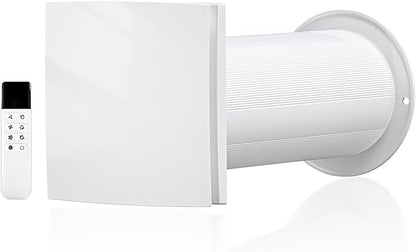 LINGGONGAIR Room Ventilation Fan 4-inch 5W EC Motor, Two-Way Wall Exhaust Fan with Ceramic Filter & Reversible Remote, Suitable for Home, Attic, Garage, Company, and Air Circulation