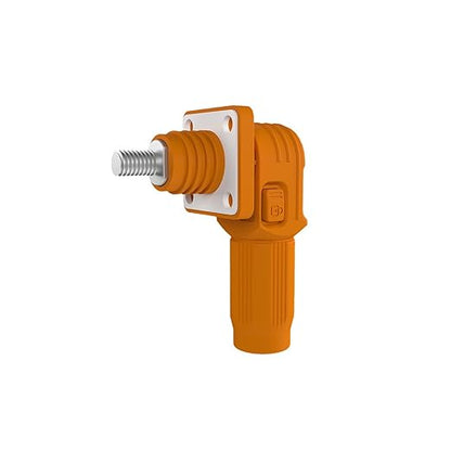 100A Battery Energy Storage Connector, 16mm² High Current Connectors IP67 Waterproof Stud Wiring Power Adapter Quick Plug Terminal Right Angle Plug and Socket （1000V Orange)