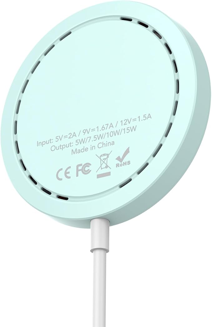 Magnetic Wireless Charger for iPhone 15W Wireless Charger Fast Mag Safe Wireless Charging Stand Pad Compatible for iPhone 16/16 Pro/Pro Max/15/14/13/12/Pro with Wall Charger for USB-A Converter, Green