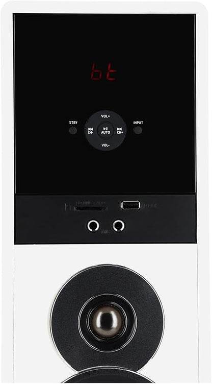 Rockville TM80W Powered Home Theater Tower Speaker System, White, 800W, 8" Subwoofers, Bluetooth, USB/SD Playback, FM Radio, Remote Control, Karaoke Ready, Perfect for Home Entertainment