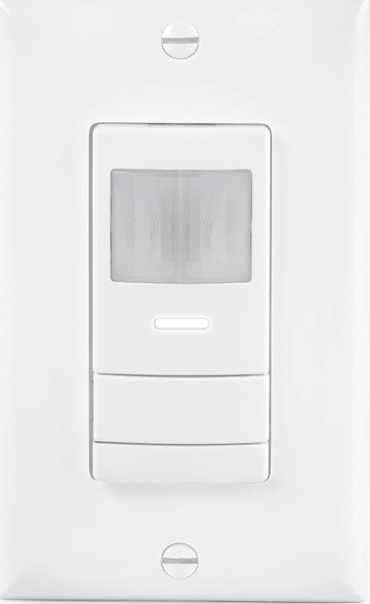SensorSwitch Wall Mount Motion Sensor Switch, Passive Infrared Wall Switch and Occupancy Sensor and Dusk-to-Dawn Photocell, WSX Series, Single Relay, White