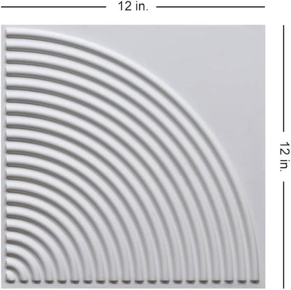 From Plain To Beautiful In Hours 9002 Arc Swell PVC 12 in x 12 in Peel and Stick Wall Panels (Covers / 10 sq.ft), White Matte, 10 Piece
