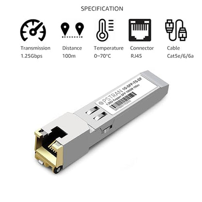 OPSTRAN 1000BASE-T SFP RJ45 Copper Transceiver Module Compatible with Dell Force10 GP-SFP2-1T SFP-1G-T 310-7225 407-BBOS 100m Cat5e/6 4 Pack