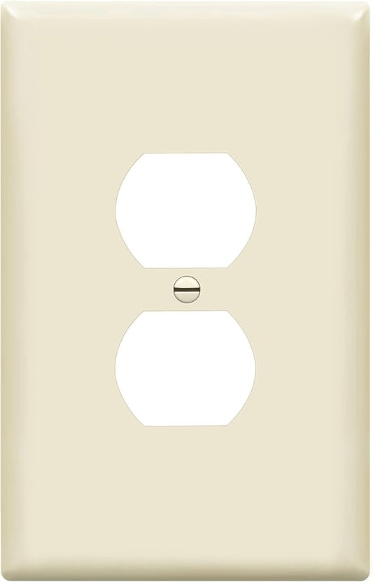 ENERLITES Duplex Receptacle Outlet Wall Plate, Jumbo Electrical Outlet Cover, Gloss Finish, Oversized 1-Gang 5.51" x 3.50", Polycarbonate Thermoplastic, 8821O-LA, Light Almond