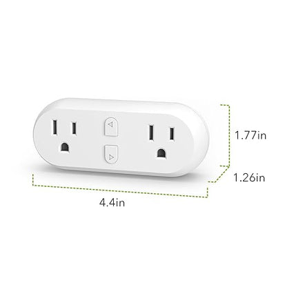 HBN Smart Plug 15A, WiFi&Bluetooth Outlet Extender Dual Socket Plugs Works with Alexa, Google Home Assistant, Remote Control with Timer Function, No Hub Required, ETL Certified, 2.4G WiFi Only, 4-Pack