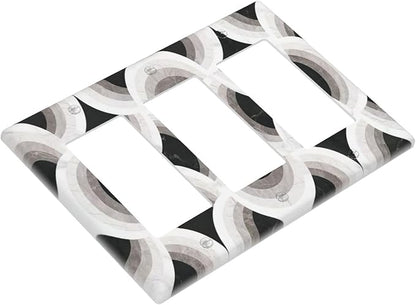 Bvtewkhz Black/White Art Marble 3 Gang Triple Rocker Decorative Light Switch Covers Electrical Faceplate Switch Plates for Bathroom Kitchen Home