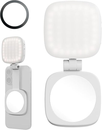 SmallRig Magnetic Selfie Light for iPhone, Phone Light with a Mirror, Instant Attachment for MagSafe, for Selfies, Video Conference, Vibe P48 White