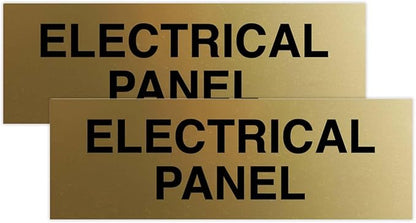 All Quality Basic Electrical Panel Sign - Fire Regulation Safety Compliance Sign - Brushed Gold - Small (2 Pack)