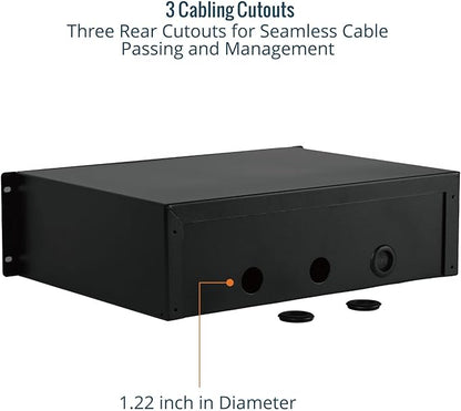 Tecmojo 3U Rack Drawer,Rack Mount Drawer for 19in Network Equipment/Server/AV Rack or Cabinet Enclosure,Sliding and Lockable Server Rack Drawer - Load-Bearing 44lb (20kg),with Cable Management Holes