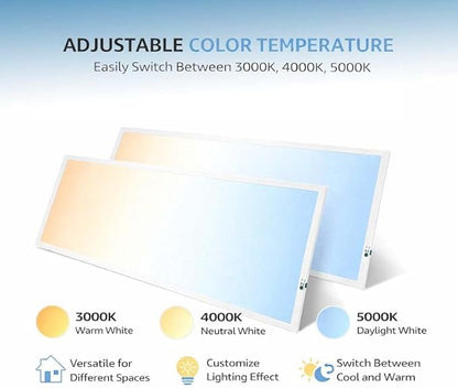 2X4 LED Flat Panel Light with Emergency Battery Backup, 50W 3000K/4000K/5000K, 0-10V Dimmable, 6500 Lumens, LED Drop Ceiling Lights, 100-277V, DLC UL Listed, Ultra Thin Back-Lit (12 Pack)
