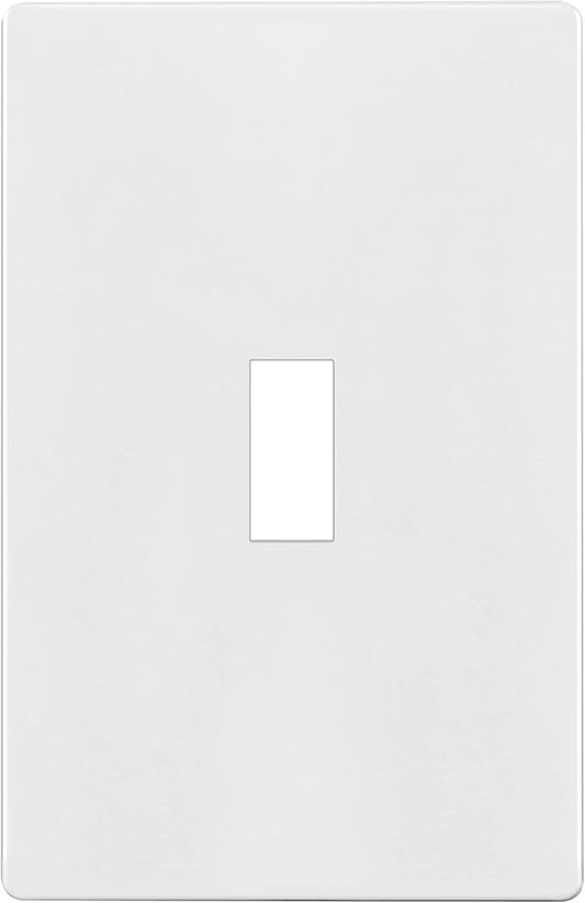 ENERLITES Screwless Toggle Switch Wall Plate, Child Safe Light Switch Cover, Standard Size 1-Gang 4.68" x 2.93", Unbreakable Polycarbonate Thermoplastic, UL Listed, SI8811-W, Glossy, White