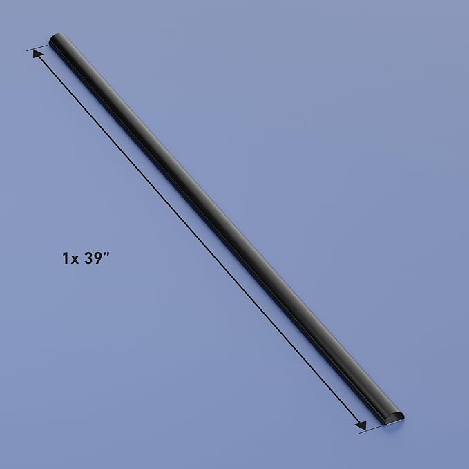 D-Line Half Round Cord Hider, Patented Cable Cover, Hide TV Wall Mount Wires, Raceway for Cords, Decorative Wire Covers, Paintable, Adhesive Cable Concealer - 1x 1.18in W x 0.59in H x 39in L - Black