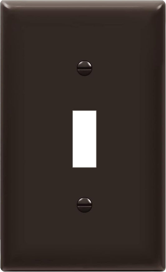 ENERLITES Toggle Light Switch Wall Plate, Gloss Finish, Size 1-Gang 4.50" x 2.76", Unbreakable Polycarbonate Thermoplastic, 8811-BR, Brown, Standard